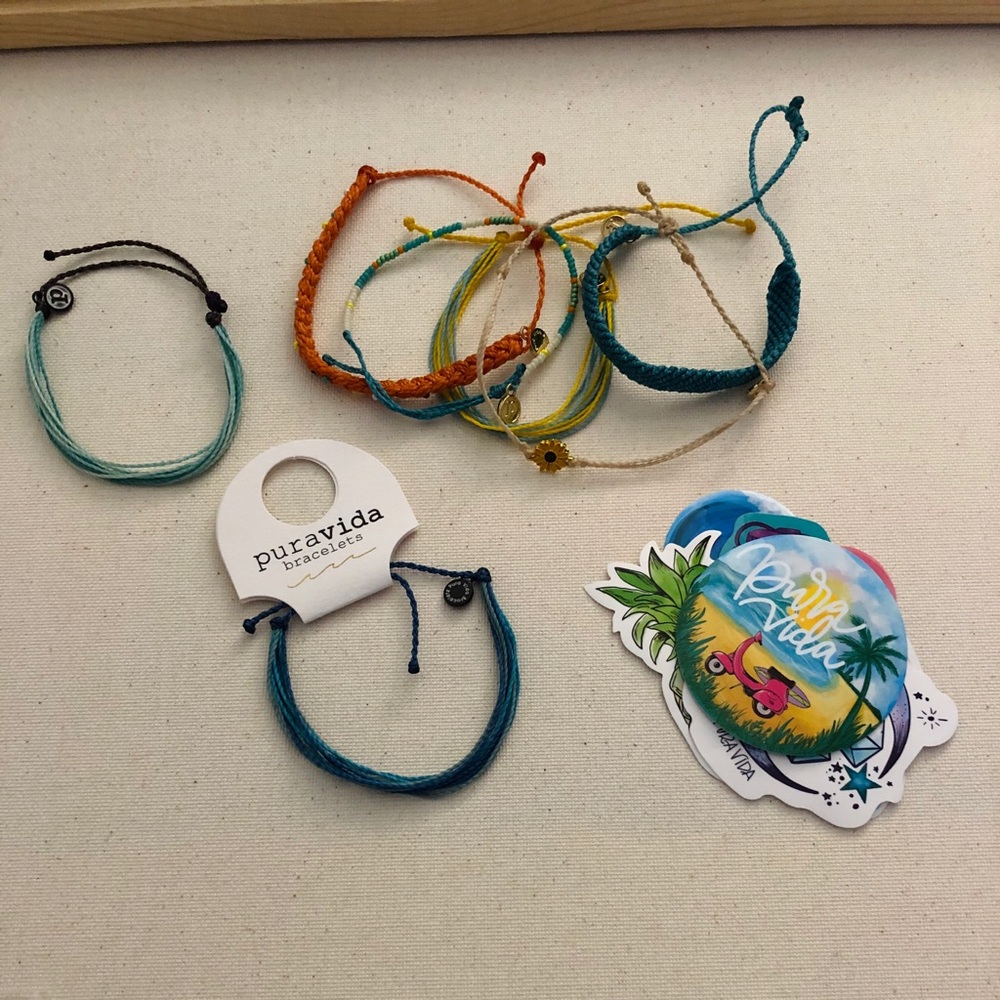 7 Pura Vida Bracelets + 6 Sticker Pack